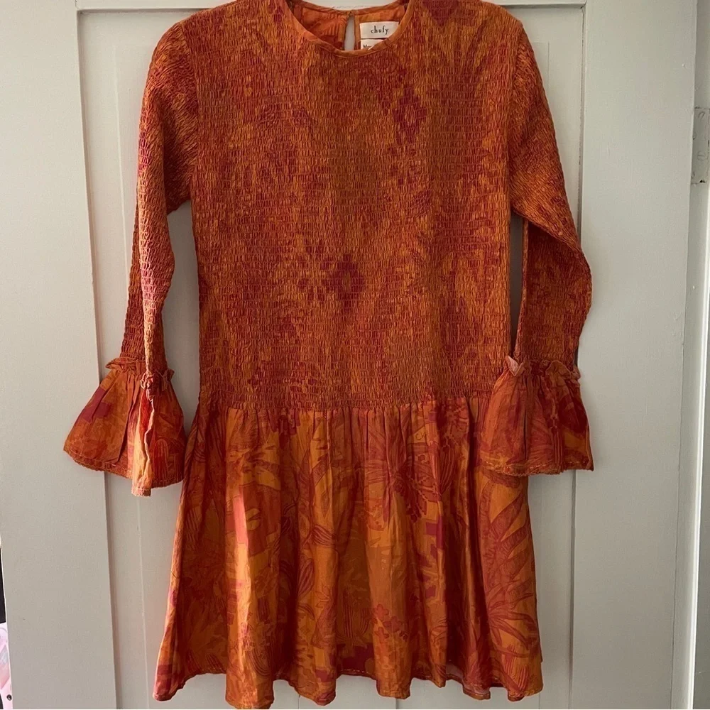 Chufy Orange Aqrequipi Smocked Dress